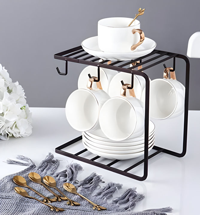 dining%20table%20stand%20-%20Iron%20Coffee%20Rack%20Organizer%20with%206%20Hooks,%20Metal%20Drying%20Dish%20Rack,%20Cup%20Holder,%20and%20Plate%20Holder%20for%20Kitchen%20Cabinet,%20Stainless%20Steel%20Cup%20Stand%20-%20Image%202
