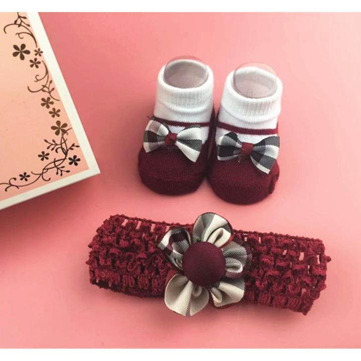 【VisioN Shop】headband+socks baby gift box newborn babies birthday 0-12month baby girl headwear