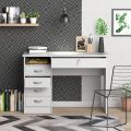 Home Office Desk, Study Table, Writting Desk with 5 Drawers, Living Room Bedroom furniture ,Multispacer White, 43.03'' Desk. 