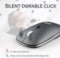 LeadsaiL Wireless Computer Mouse, 2.4G Portable Slim Cordless Mouse Less Noise for Laptop Optical Mouse with 4 Buttons, 2 AAA Battery, USB Mouse for Laptop, Deskbtop, Mac/Book (Grey). 