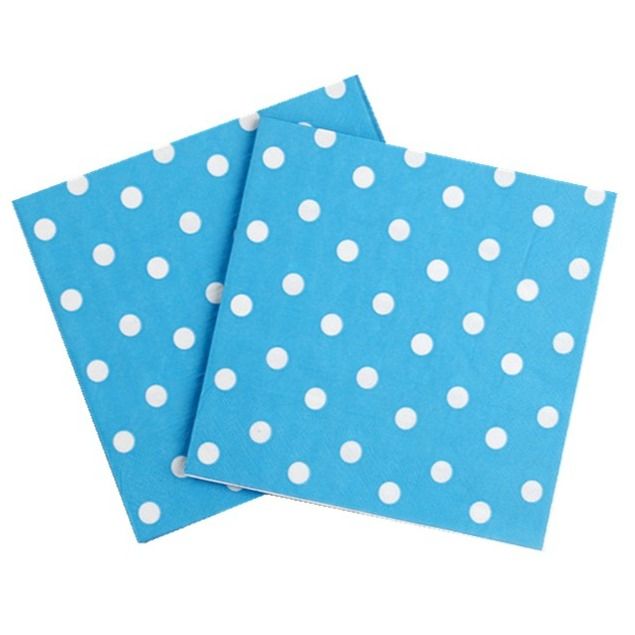 LIGHT BLUE POLKA DOT NAPKINS PACK OF 20 PARTY NAPKINS