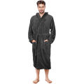 Bathrobes For Men Fleece Hooded Dressing Gown Super Soft Cozy Hooded Plush Loungewear. 