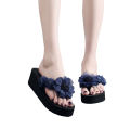 6cm summer new fashion jacket, thick-soled sandals, seaside beach anti-slip flower wedge flip-flops, non-slip wear-resistant and slippers, thong women's high-heeled sandals. 