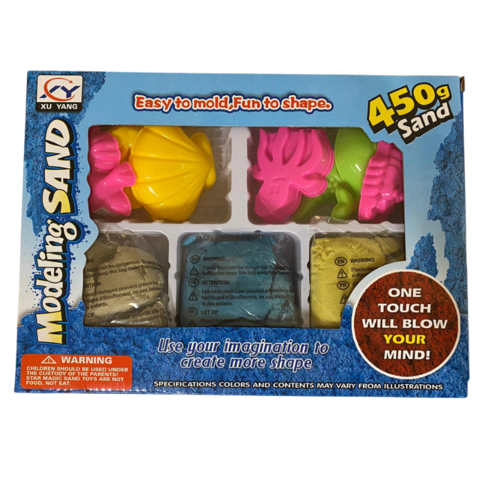 Pack of 4 Kinetic Sand with 4pcs Moulds/shapes 450g Different Colors Modeling Sand Play Set For Kids