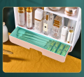 Drill-Free Large Capacity Wall-Mounted Bathroom Dressing Cosmetic Organizer. 