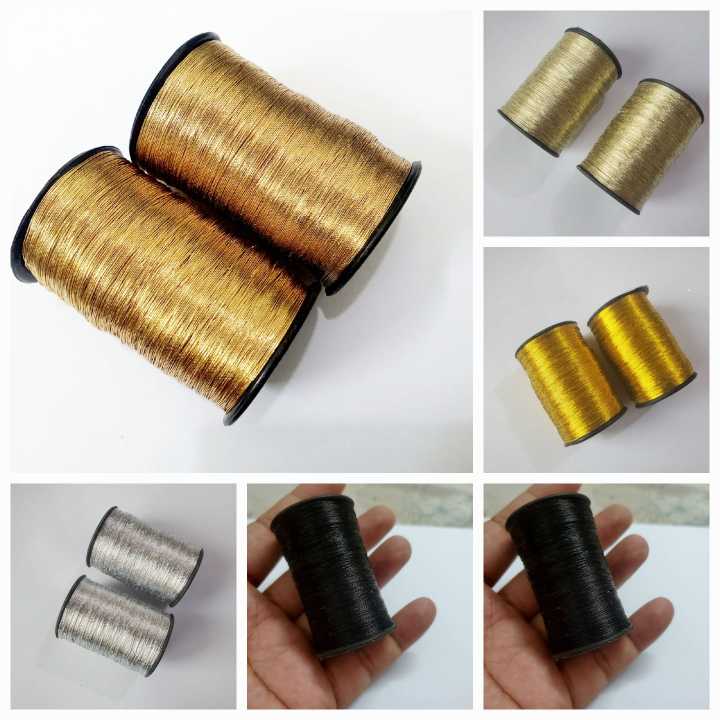 2 Pcs Metallic Zari Thread for Embroidery, Sewing and Jewelry Making, Crafts DIY