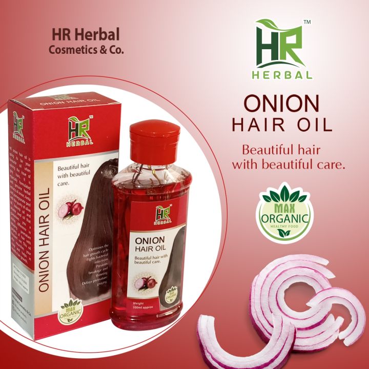 HR HERBAL Onion Hair Oil - Advanced Formula for Hair Strength, Growth & Nourishment - Hair Care Oil for Men & Women's - Improve Hair Growth, Smooth & Shinny Hair - 100ml approx