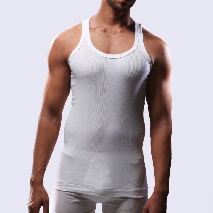 BigBen® White Fine Rib Vest for Men