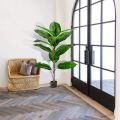 2Pcs Faux Banana Tree Tropical Monstera Leaf Turtle Large Palm Leaves Fern Green Bushes Shrubs Greenery Decor. 