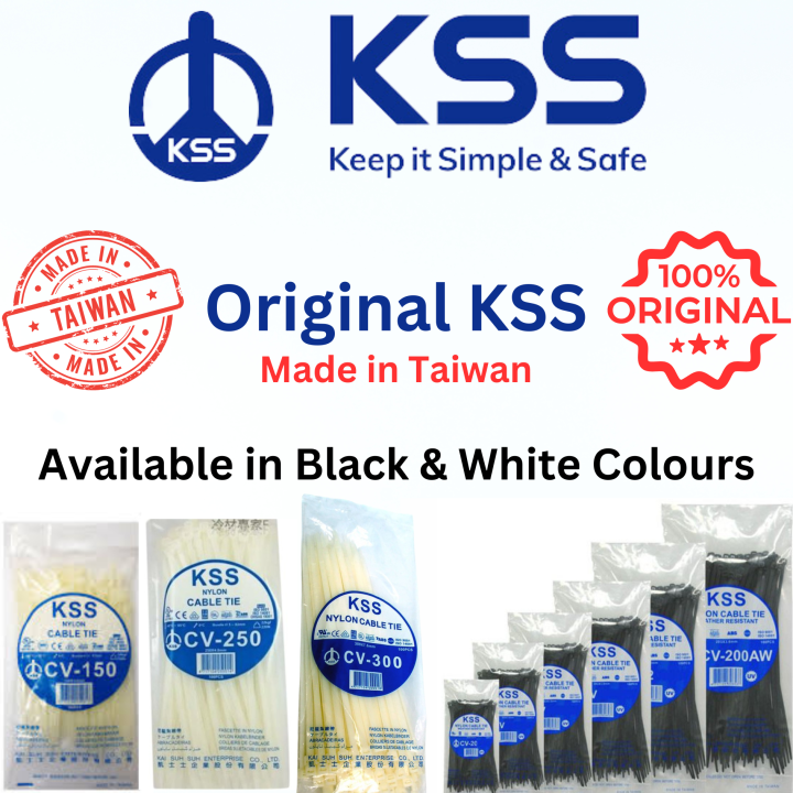 100pcs of Heavy-Duty Original KSS Nylon Cable Tie Zip tie 4 6 8 10 12 15 inch Cable Tie For Indoor/Outdoor Use Multipurpose cable tie UVresistant Tie White/Black Colors SelfLocking Nylon Cable Tie/Zip Tie For Electrical Use