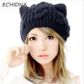 Women's Winter Knit Crochet Braided Cat Ears Beret Beanie Ski Knitted Hat Cap. 