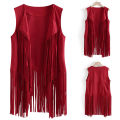 Women's Fringed Vest Jacket Fashion Fall Winter Suede Ethnic Sleeveless Fringed Vest Cardigan Vintage Faux Tassel Vest Coat House Foocus. 