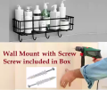 Bathroom Storage rack and organizer, Bathroom metal  Shelf Wall Mounted With Hooks, Bathroom accessories. 