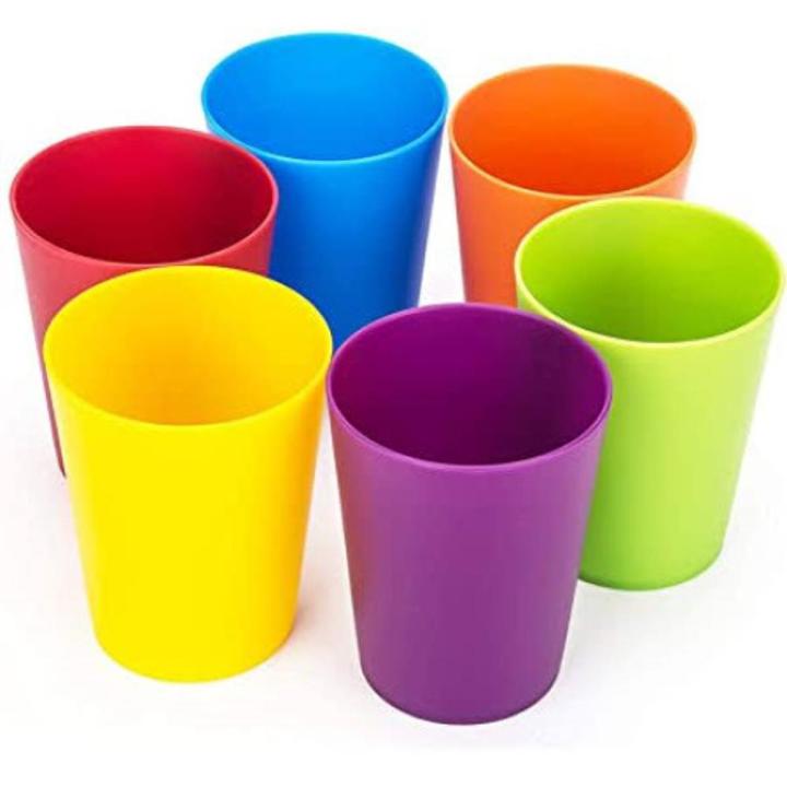 Pack of 6 PC's Beautiful multicolor water glasses plastic glass baby reusable personalised kids ...
