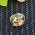 Y2k fashion jewelry wholesale vintage gold plated stackable enamel rings for women creative tree drip oil chunky finger ring. 