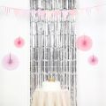Silver Metallic Tinsel Foil Fringe Curtains 3.2ft x 6.5ft Backdrop Photo Booth Silver Metallic Foil Curtain for Birthday, Wedding, Bridal Shower, Baby Shower, Anniversary Party Decoration. 
