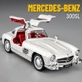1:32 Mercedes-Benz 300SL Alloy Car Model Sound and Light Pull Back Children's Toy Collectibles Birthday gift. 