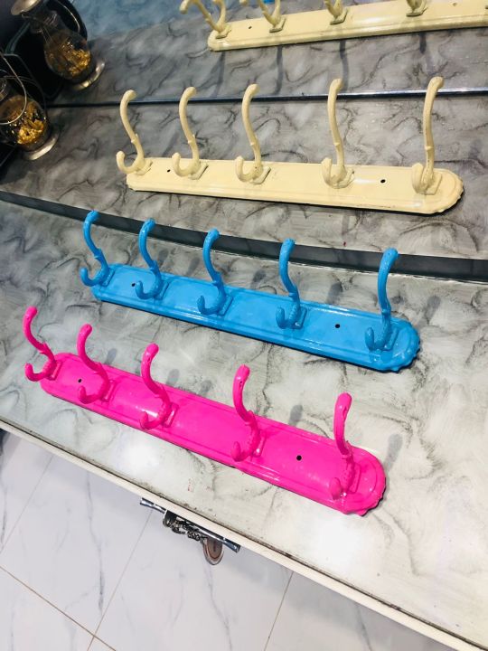 Cloth%20Holder%20-Cloth%20Hanging%20Hooks%20Wall%20-Door%20Mount%20Best%20Quality%20Hook-Killi-(%205%20hook%2014%20inch%20length)Multicolor%201%20Pc%20-%20Image%204