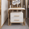 Luxury Two Drawer Side Table - Modern Bedside Table with Serving and Nesting Capabilities, Wooden Accent End Table. 