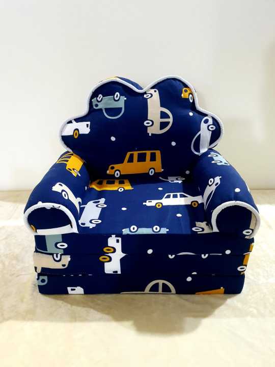 3 Layer Cute Children Seat Kids Cartoon Printed Sofa Cum Bed 2 in 1 , 100% Cotton Fabric,