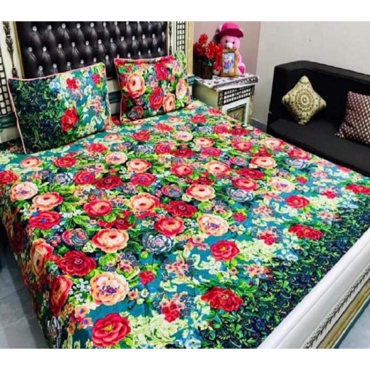 Crystal Cotton Bedsheet King Size with 2 Pillow cover