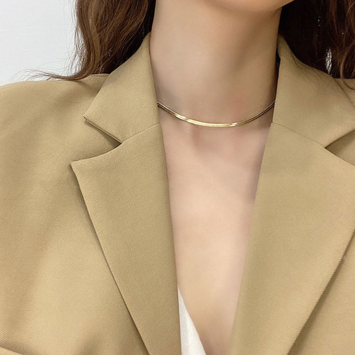 New Wen Jian Blade Chain Titanium Steel Clavicle Chain Girl Student Snake Bones Chain English Fashion Korean Necklace Short Pure Necklace
