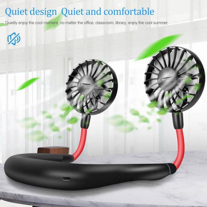 Lazy Neck Hanging Dual Mini Rechargeable Cooling Fan