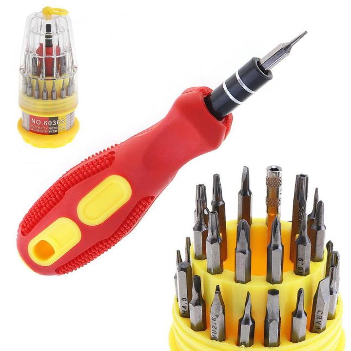 Pachkas kit Mini-Mobile open kit- 31 In 1 Screw Driver Set For Tool Kit For Mobiles, PDA, Laptop, Yellow, 33 Pieces