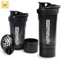 Shaker Bottle - 24 Ounce Protein Shaker Plastic Bottle for Pre & Post workout with Twist and Lock Protein Box Storage. 