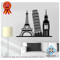 Decors - size- 2 x 1.5 feet - Wonder of World Travel Wall Stickers Vinyl Self Adhesive Decal for boys, girls, Home, Room, Office, Club, Gate, Entrance, Decoration lovers - Black color. 