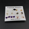 Pack Of 6 Pairs - Attractive Stud Earrings Card For Girls - Multicolor. 