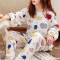 Female Pajamas Colorful Female Soft Pajama Top with Long Pants. 