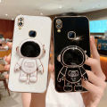 Maitus for Samsung Galaxy A10s Back Cover with Astronaut Hidden Stand Luxury 6D Plating Square Bumper Shiny Cases Soft Silicone Full Protection Mobile Phone Case for Boy Girls. 