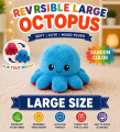 Reversible Octopus Plush Toy | Flip Mood Soft Stuffed Animal | Cute Double-Sided Emotion Plush | Random Color | Small Medium Large Jumbo. 
