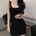 Pussy Skirt Sexy Spicy Girl Pure Desire Style Dress Children's Summer Fit Slim Appearance Hollow out Hanging Strap Hip Wrapped Short Skirt. 