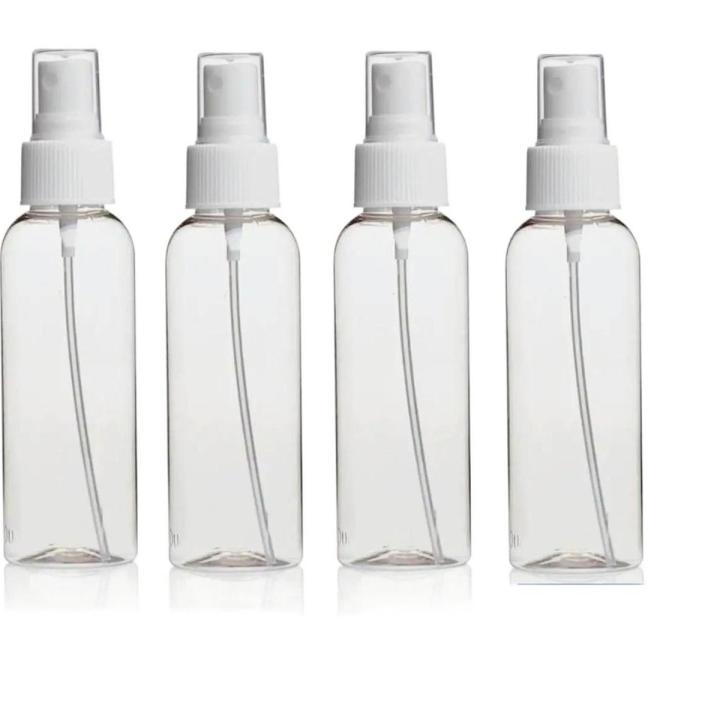 Pack of 4 / Empty Plastic Bottle 100ml Transparent with Black Pump / Empty Plastic Pump Bottle For Hair Oil, Shampoo, Lotion Refillable Empty Oil Bottles Transparent Hand Wash