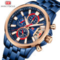 Mini Focus Blue Stainless Steel Blue Dial Chronograph Quartz Watch for Gents - MF0352G-03. 