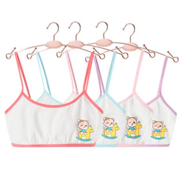 Pack Of 4 Teenage Girls Wrapped Chest Underwear Training Bras Tube Top Camisole Soft Cotton Girl Clothes Breathable Cute Teenagers Underwear Bra