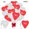 50 Red & White Heart Shape  Balloons Pack For Birthday Decoration & Anniversary & Wedding Balloons Decoration. 