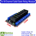 5V 1 2 4 8 Channel SSR AVR G3MB-202P 8 Way Low Level Solid State Relay Module 240V 2A Output With Resistive Fuse for Arduino by Electrica. 