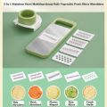 5-in-1 Multifunctional High-Quality Vegetable & Fruit Slicer With Five Changeable Blades Hand Protector Made Slicing Effortless Kitchen Gadget Manual Vegetable Slicer Cutter Potato Shredders Garlic Carrot Grater Chopper Salad Cutter - Simple And Easy Use.. 