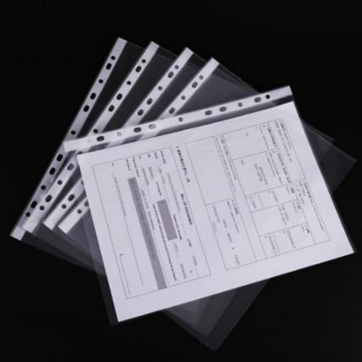 A4 clear plastic punched pockets file paper protector / paper wallets / sleeves 100 Pcs 0.03mm