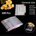 100PCS Resealable Transparent Plastic Bags Bopp Poly Self Adhesive Seal Jewellery Making Bag multiple sizes. 