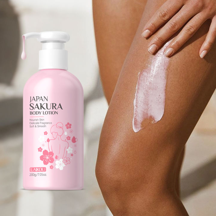LAIKOU Cherry Blossoms Body Lotion Brighten Skin Tone Moisturizing Smoothing Body Cream Body Skin Care 80g/120g/200g