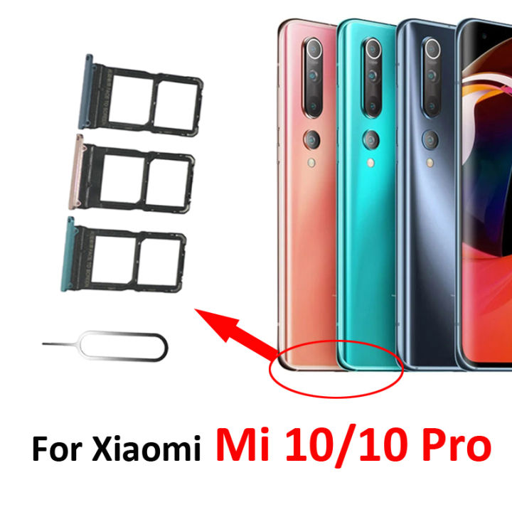 New Sim Chip Tray For Xiaomi Mi 10 Phone Nano SIM Micro SD Card Slot Holder Adapter Gray Gold Green For Mi 10 Pro