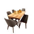 Wooden Dining Table with Four Chairs and Bench, Perfect for Family Gatherings. 