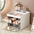 Small Rabbit Desk Organizer With 2 Drawer, Office Desktop Storage Box, Business Card/Pen/Pencil/Mobile Phone/Stationery Holder Storage Box, Makeup Organizer for Office School Home - Makeup storage organizer. 