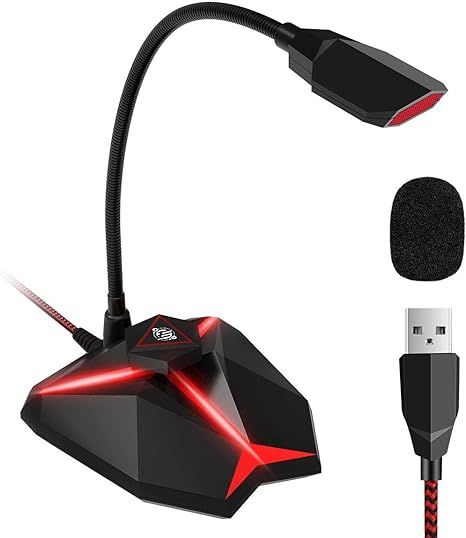 EIVOTOR USB Desktop Microphone with Mute Button, Plug＆Play Computer Microphone with Volume Control Condenser Mic 360 Gooseneck Design Compatible with Mac/Windows for Recording, YouTube, Streaming UK IMPORT