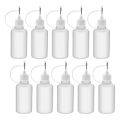 10Pcs 30Ml Plastic Squeezable Tip Applicator Bottle Refillable Dropper Bottles with Needle Tip Caps for Glue DIY. 
