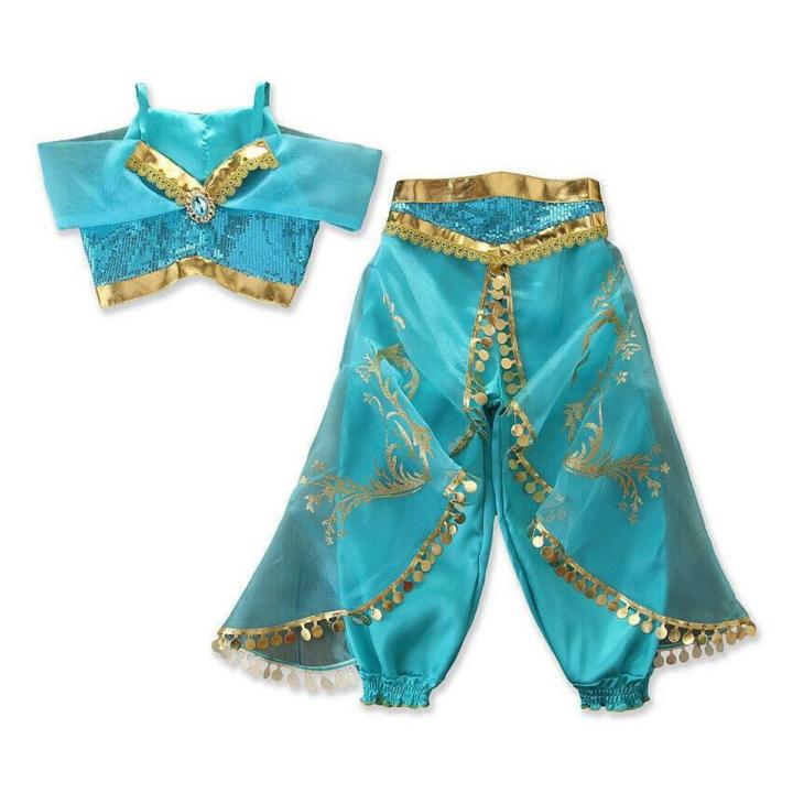 Aladdin Jasmine Princess Cosplay Baby Kid Girl Fancy Dress Up Party Costume Sets